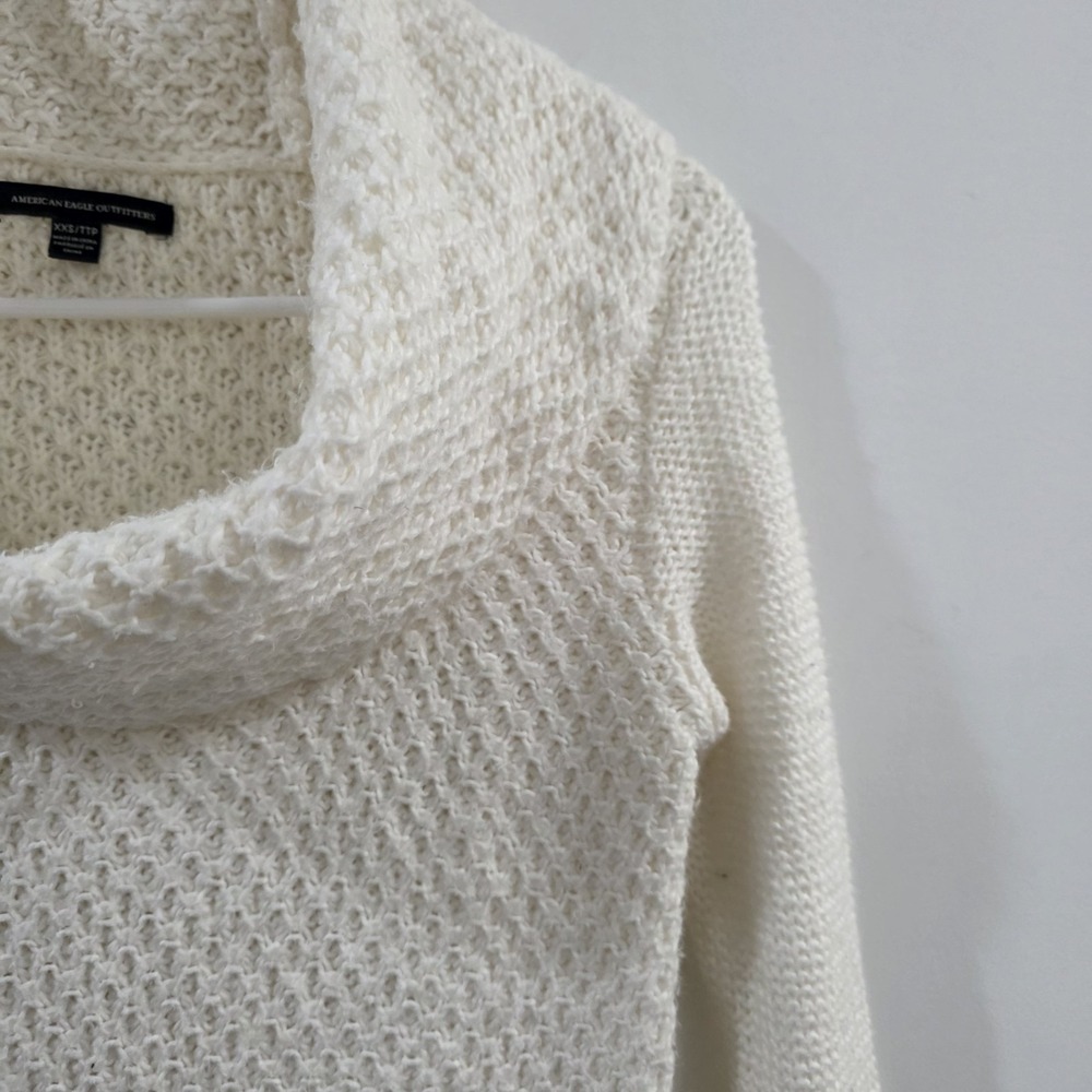 Vintage Y2K American Eagle Outfitters Womens Waffle Knit Cowl Neck Sweater‎ Xxs - Picture 2 of 8